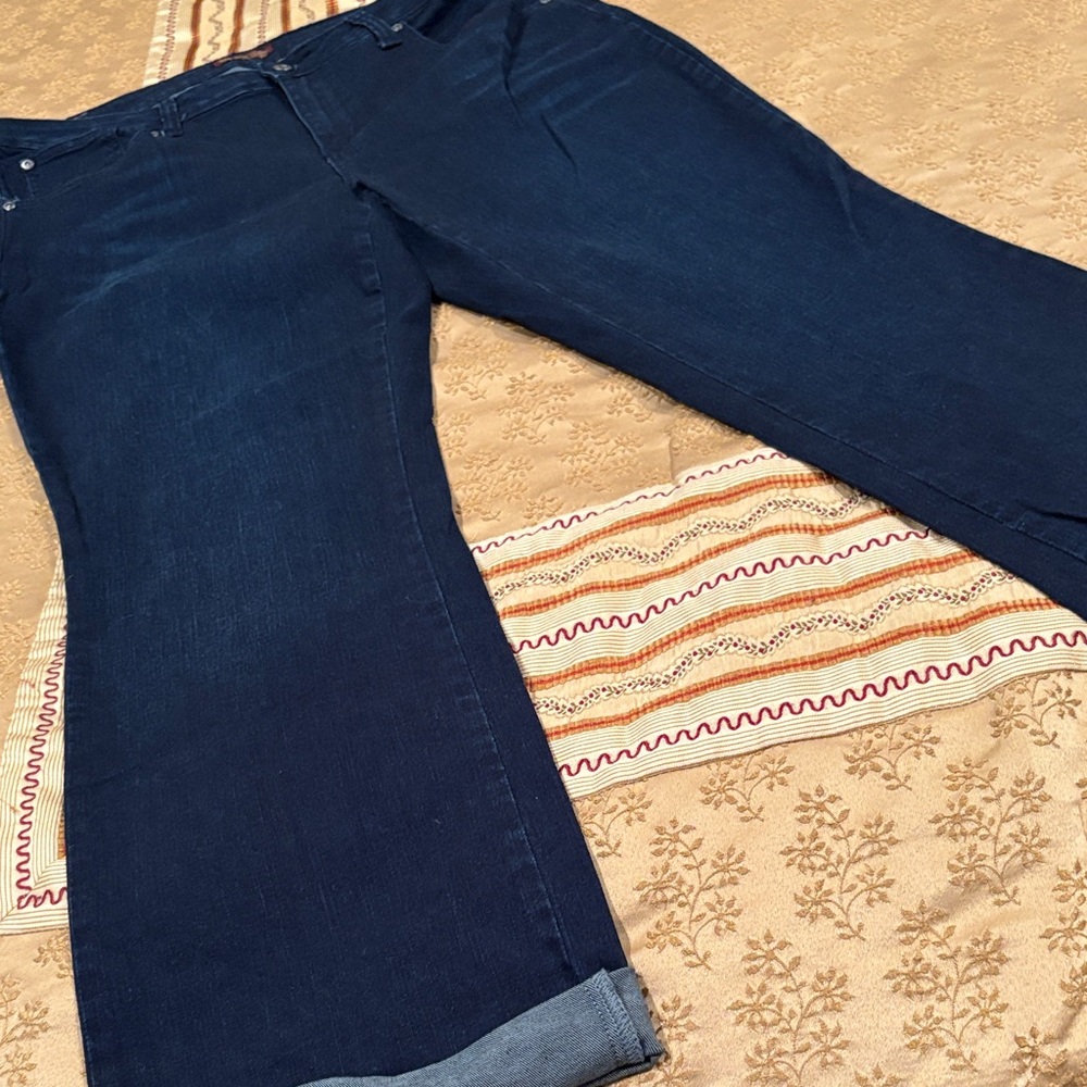 NWOT ZD Dark Blue Denim Jeans, cuffed, cotton blend, 16